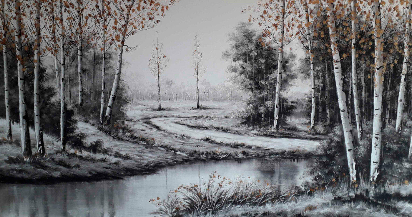 Cuadro paisaje en grises (bci174)