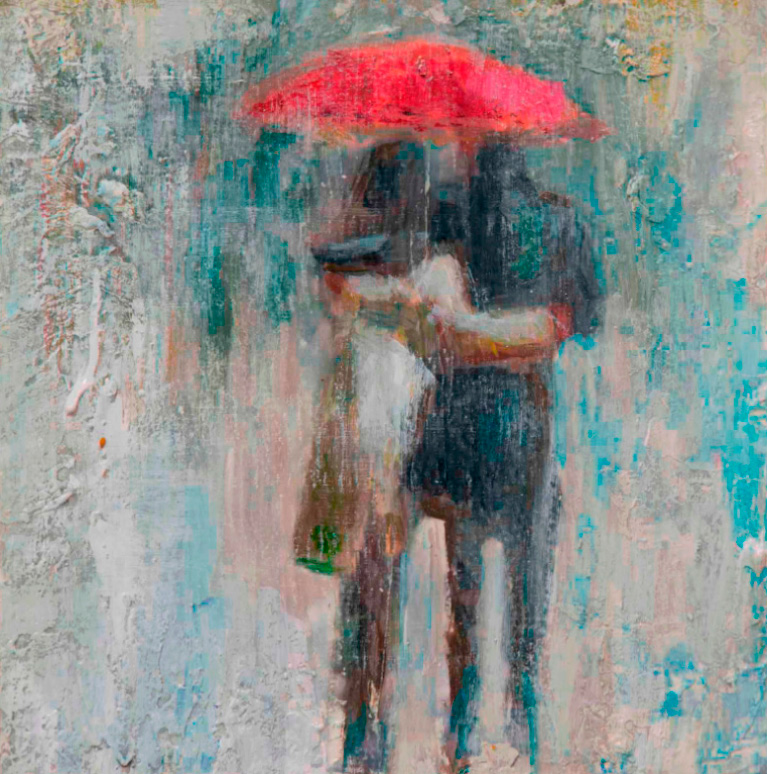 Cuadro pareja bajo la lluvia (bh502) Cuadro pareja bajo la lluvia (bh502)