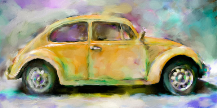 Cuadro coche escarabajo amarillo (bme160007)