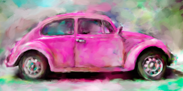 Cuadro coche escarabajo rosa (bme160009)
