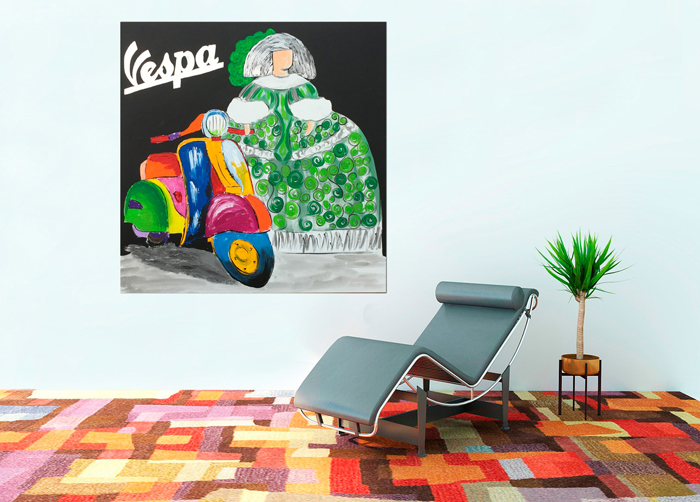 Cuadro Menina verde con Vespa (bci1050)