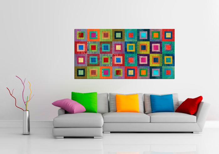 Cuadro abstracto cuadrados colores (bme210022)