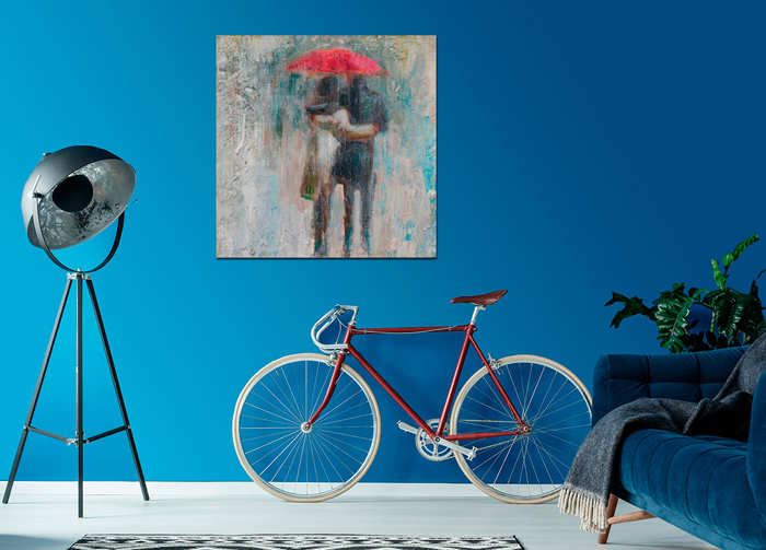 Cuadro pareja bajo la lluvia (bh502)