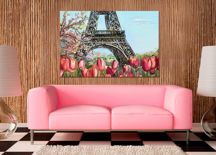 Cuadro torre Eiffel con tulipanes (bfl113737082)