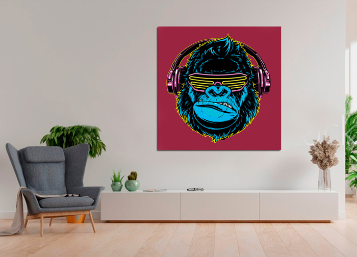 Cuadro gorila con auriculares (bfl277069515-fs)