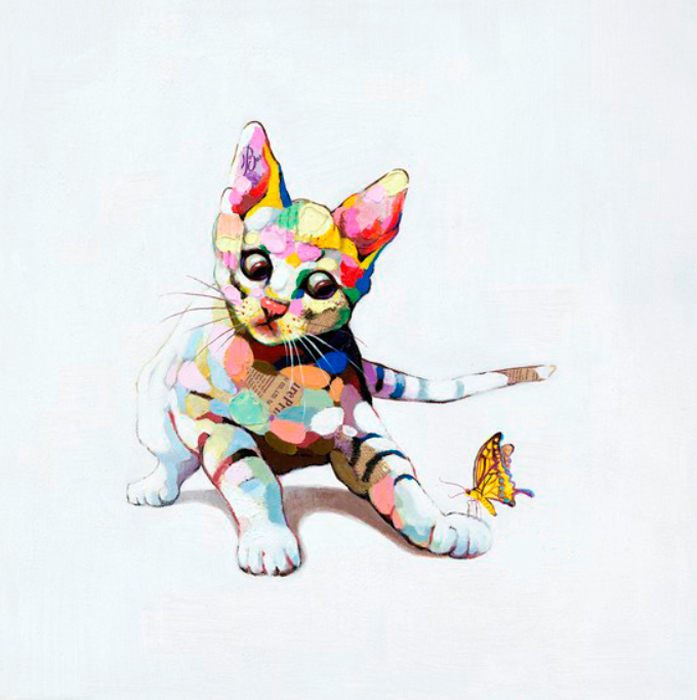 Cuadro gato de colores (b67)