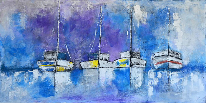 Cuadro barcos en azul (bci1190)