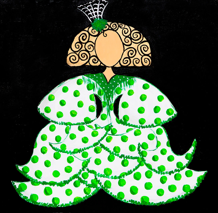 Cuadro Menina flamenca verde (bci1305)