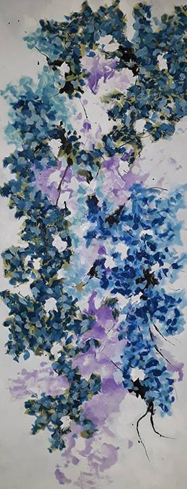 Cuadro flores lila y azul (bci205)