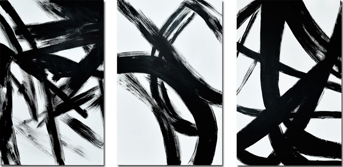 Triptico abstracto blanco y negro (bci5201-2-3)
