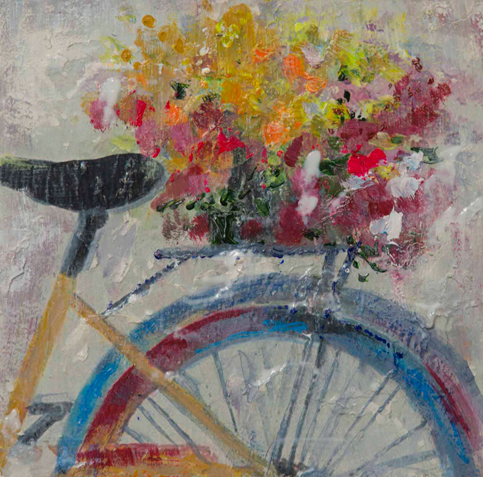 Cuadro bicicleta con flores