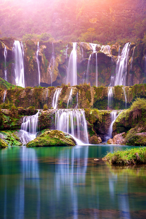 Cuadro paisaje montañas y cascada (bfl140924074)