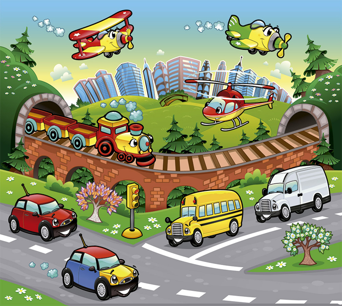 Cuadro infantil vehiculos (bfl44408480)