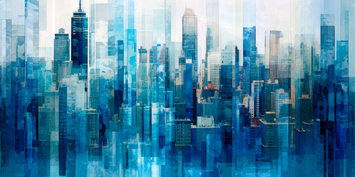 Cuadro rascacielos azul (bfl614823974)