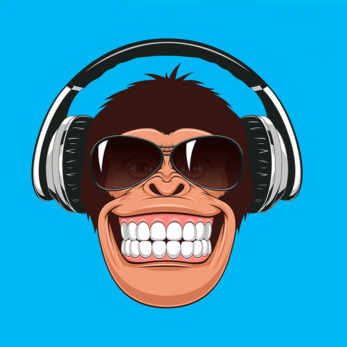 Cuadro mono con auriculares (bfl8664846-az)