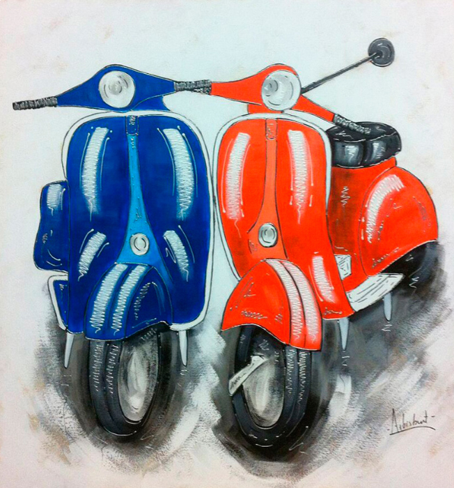 Cuadro motos azul y naranja (bjpd9641)