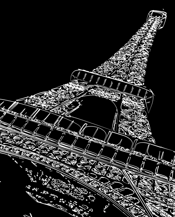 Cuadro Torre Eiffel fondo negro (bme170315)
