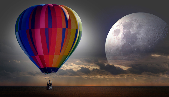 Cuadro globo y luna (bpx0351)