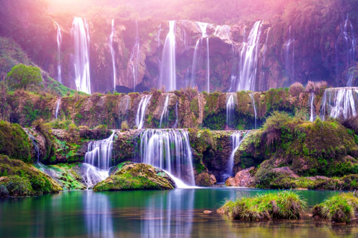 Cuadro paisaje cascada en montaña (bfl140924536)